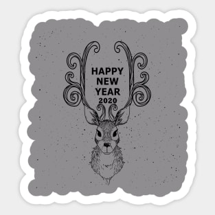 Happy new year 2020 Deer Spiritual Animale New Year Gift Sticker